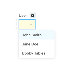 The widget shows John Smith, Jane Doe and Bobby Tables