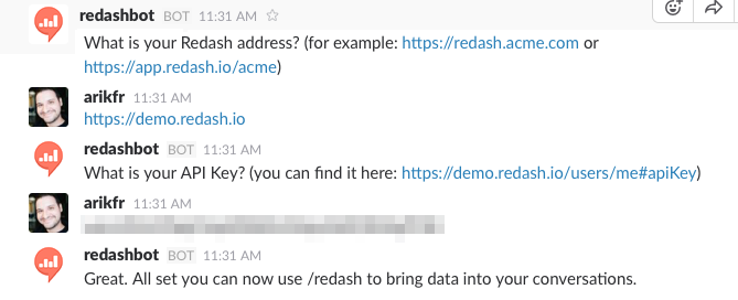 Slack chat example